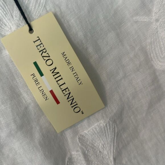 Terzo Millennio White Embroidered Linen Tunic Top L (new) - Picture 5 of 7